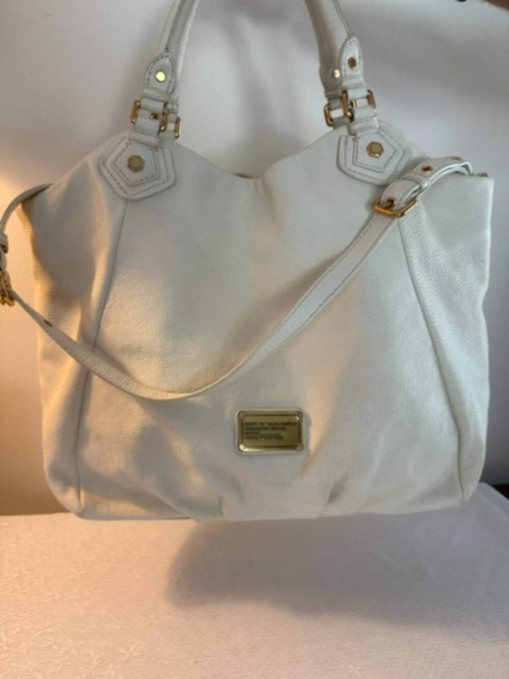 AUTENTIC Mark Jacobs White Pebbled Leather large Tote Bag